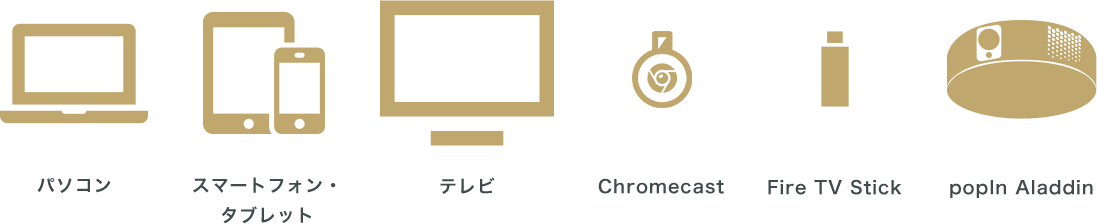 パソコン、スマートフォン・タブレット、テレビ、Chromecast、Fire TV Stick